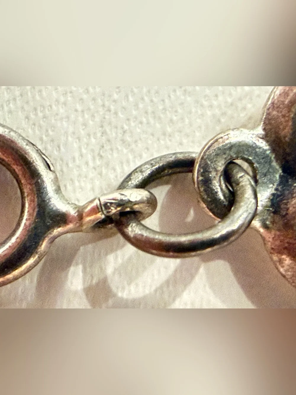 Vintage 90s Sterling Silver Puffy Heart Link Strand Charm Bracelet